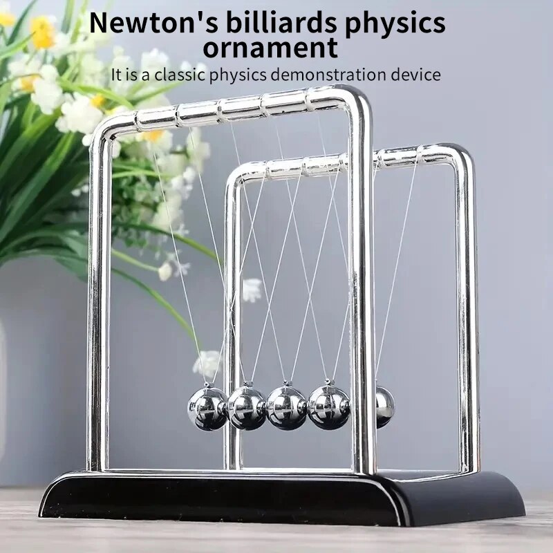 Newton Cradle Large - ของตกแต่งโต๊ะทำงานแบบลูกเหล็กกลิ้งทรงนิวตัน ของเล่นขนาดเล็ก บรรเทาความเครียด ของขวัญ ของตกแต่งบ้านและสำนักงาน