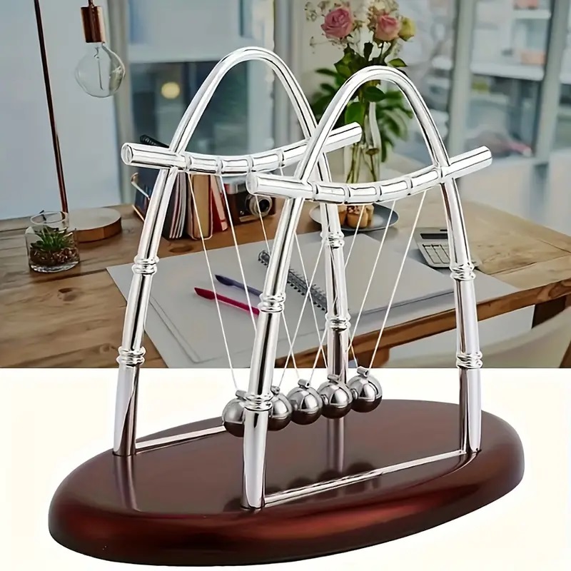 Newton Cradle Large - ลูกเหล็กนิวตันเครเดิล ของเล่นลูกตุ้มเคลื่อนที่ได้ตลอดไป ใช้สำหรับสอนฟิสิกส์ วิทยาศาสตร์ ของตกแต่งบ้าน