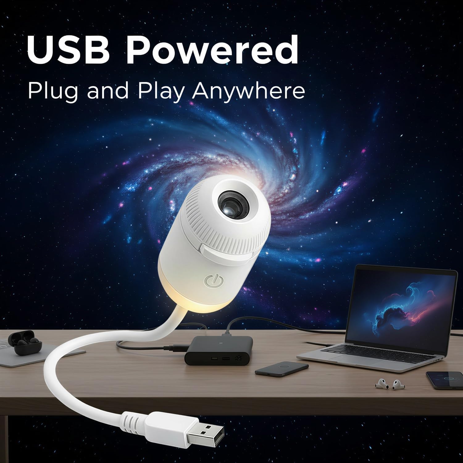 Planetarium Projector Home - โปรเจคเตอร์กาแล็กซี่ ไฟกลางคืน, โปรเจคเตอร์ดาว USB LED โคมไฟเพดานลายท้องฟ้าเต็มดาว