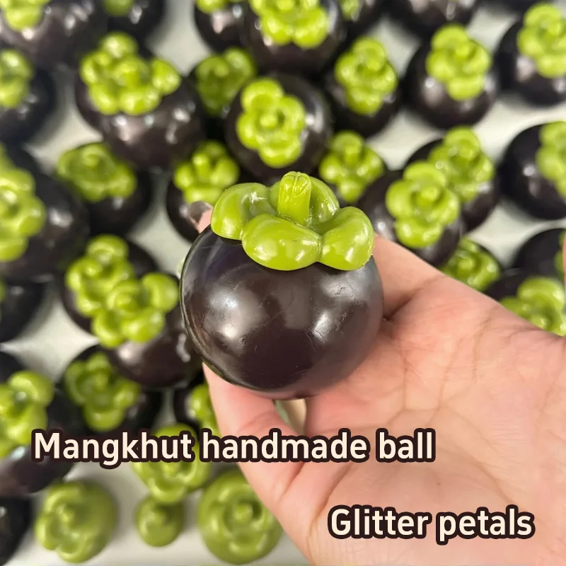 Crystal Growing Kit - ลูกบอลบีบเล่นรูปผลไม้มังคุด ทำมือ เหมือนจริง เนื้อกรอบนุ่ม บล็อกต่อรูปผลไม้ บรรจุผลไม้