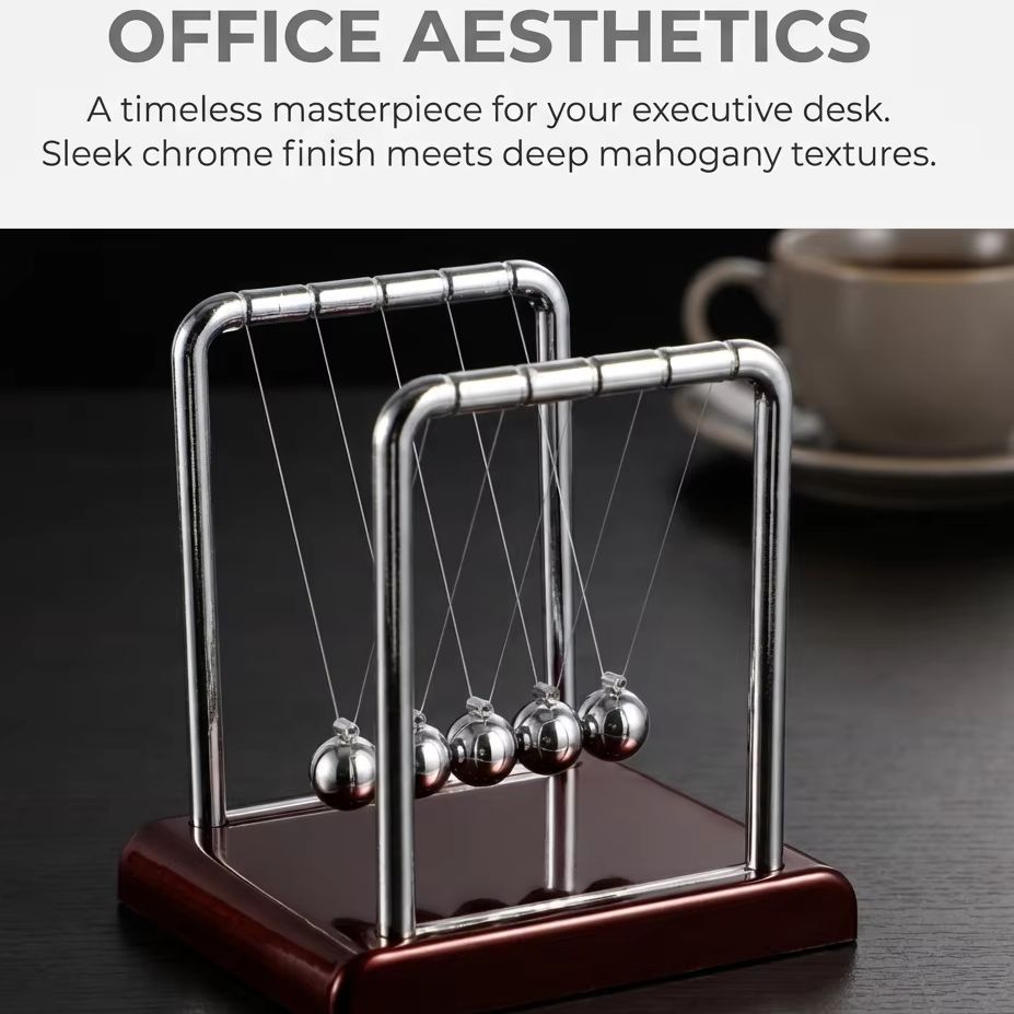Newton Cradle Large - ลูกตุ้มนิวตัน ของเล่นวิทยาศาสตร์ฟิสิกส์ ของตกแต่งบ้าน ของตกแต่งโต๊ะทำงาน ของเล่นคลายเครียด ของตกแต่งสำนักงาน