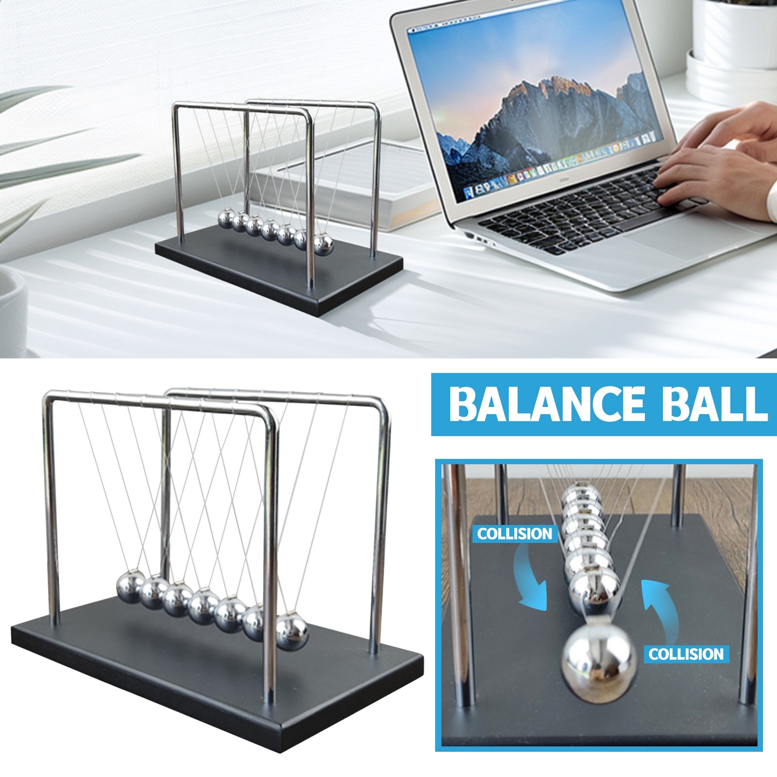 7 ลูก Mechanic Curve Newton ลู - Newton Cradle Large บทวิจารณ์และราคา